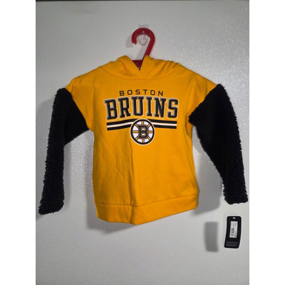 Boston Bruins NHL Hoodie Plush Sleeves Yellow & Black 4 Toddler NWT
